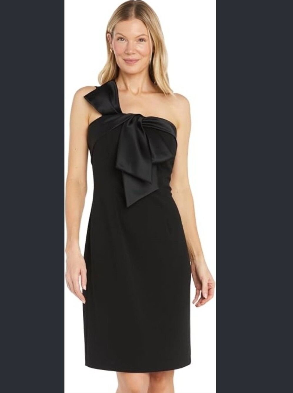 Strapless One-Shoulder Black Bow Dress